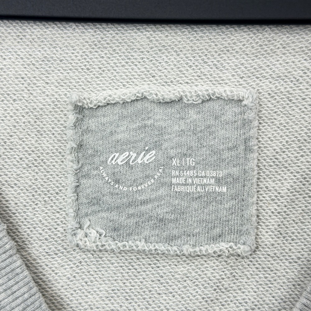 Aerie Women XL Vacay Every Day Slouchy Sweatshirt gray Distressed Oversized - Picture 7 of 14